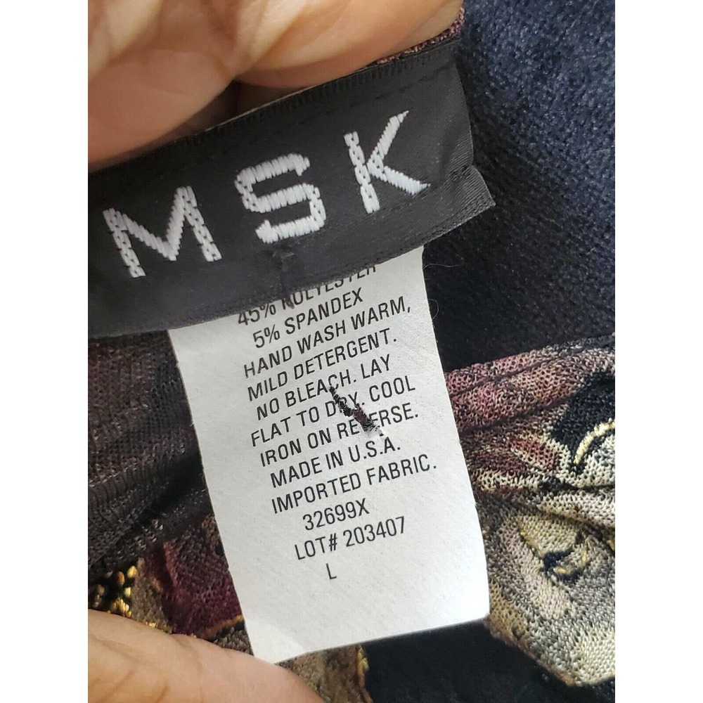 MSK Womens Black Floral Polyester Long Sleeve V Neck Casual Top Blouse Size L - Picture 9 of 11